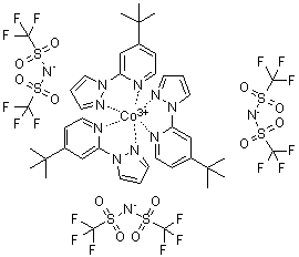 结构式 CAS# 1447938-61-5, 三[4-叔丁基-2-(1H-吡唑-1-基)吡啶]钴 三（1,1,1-三氟-N-[(三氟甲基)磺酰基]甲烷磺酰胺盐）