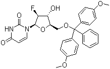 1-[5-O-[Bis(4-methoxyphenyl)phenylmethyl]-2-deoxy-2-fluoro-beta-D-arabinofuranosyl]-2,4(1H,3H)-pyrimidinedione molecular structure (CAS 144822-63-9)