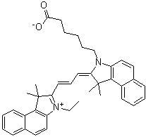 2-[3-[3-(5-Carboxypentyl)-1,3-dihydro-1,1-dimethyl-2H-benz[e]indol-2-ylidene]-1-propen-1-yl]-3-ethyl-1,1-dimethyl-1H-benz[e]indolium inner salt molecular structure (CAS 1449612-06-9)