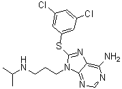 6-Amino-8-[(3,5-dichlorophenyl)thio]-N-(1-methylethyl)-9H-purine-9-propanamine molecular structure (CAS 1454619-14-7)