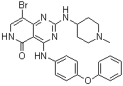 结构式 CAS# 1457983-28-6, 8-溴-2-[(1-甲基-4-哌啶基)氨基]-4-[(4-苯氧基苯基)氨基]吡啶并[4,3-d]嘧啶-5(6H)-酮