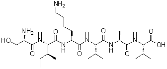 结构式 CAS# 146439-94-3, L-丝氨酰-L-异亮氨酰-L-赖氨酰-L-缬氨酰-L-丙氨酰-L-缬氨酸