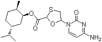 (1R,2S,5R)-Menthyl-(2R,5S)-5-(4-amino-2-oxo-2H-pyrimidin-1-yl)-[1,3]oxathiolane-2-carboxylic acid molecular structure (CAS 147027-10-9)