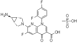 曲伐沙星单甲烷磺酸盐分子结构 (CAS 147059-75-4)