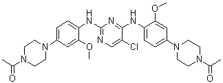 1,1'-[(5-Chloro-2,4-pyrimidinediyl)bis[imino(3-methoxy-4,1-phenylene)-4,1-piperazinediyl]]bis[ethanone] molecular structure (CAS 1472795-20-2)