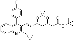 结构式 CAS# 147489-06-3, (4R,6S)-6-[[(1E)-2-环丙基-4-(4-氟苯基)-3-喹啉基]乙烯基]-2,2-二甲基-1,3-二氧六环-4-乙酸叔丁酯