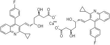 Pitavastatin calcium molecular structure (CAS 147526-32-7)
