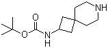 structure of CAS# 147611-03-8, N-7-Azaspiro[3.5]non-2-yl-carbamic acid tert-butyl ester;7-Azaspiro[3.5]non-2-yl-carbamic acid tert-butyl ester; 7-Azaspiro[3.5]nonane carbamic acid deriv; 2-(tert-Butoxycarbonylamino)-7-azaspiro[3.5]nonane