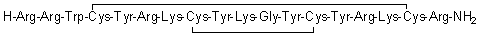 L-Arginyl-L-arginyl-L-tryptophyl-L-cysteinyl-L-tyrosyl-L-arginyl-L-lysyl-L-cysteinyl-L-tyrosyl-L-lysylglycyl-L-tyrosyl-L-cysteinyl-L-tyrosyl-L-arginyl-L-lysyl-L-cysteinyl-L-argininamide cyclic (4→17),(8→13)-bis(disulfide) molecular structure (CAS 147658-54-6)