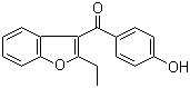 structure of CAS# 1477-19-6, Benzarone;2-Ethyl-3-(4-hydroxybenzoyl)benzofuran; (2-Ethyl-1-benzofuran-3-yl)-(4-hydroxyphenyl)methanone
