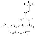 5,6-Dihydro-9-methoxy-3,5,5-trimethyl-2-[(2,2,2-trifluoroethyl)thio]-benzo[h]quinazolin-4(3H)-one molecular structure (CAS 1482457-84-0)