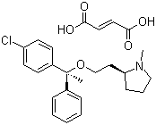 结构式 CAS# 14976-57-9, 富马酸氯马斯汀; (R-(R*,R*))-1-甲基-2-(2-(1-(4-氯苯基)-1-苯乙氧基)乙基)-吡咯烷 (E)-2-丁烯二酸盐