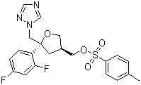 structure of CAS# 149809-43-8, (5R-cis)-Toluene-4-sulfonic acid 5-(2,4-difluorophenyl)-5-(1H-1,2,4-triazol-1-yl)methyltetrahydrofuran-3-ylmethyl ester;[(3S,5R)-5-(2,4-difluorophenyl)-5-(1,2,4-triazol-1-ylmethyl)oxolan-3-yl]methyl 4-methylbenzenesulfonate
