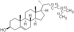 [23,24,25,26,27-13C5]Cholesterol molecular structure (CAS 150044-24-9)
