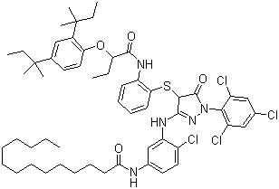 1-(2,4,6-三氯苯基)-3-(5-十四酰胺基-2-氯苯胺基)-4-[2-[alpha-(2,4-二特戊基苯氧基)丁酰胺基]苯硫基]-5-吡唑酮分子结构 (CAS 150779-67-2)