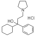 1-苯基-1-环己基-3-吡咯烷丙醇盐酸盐分子结构 (CAS 1508-76-5)