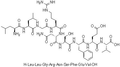 L-Leucyl-L-leucylglycyl-L-arginyl-L-asparaginyl-L-seryl-L-phenylalanyl-L-alpha-glutamyl-L-valine molecular structure (CAS 151456-29-0)