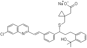 structure of CAS# 151767-02-1, Montelukast sodium;2-[1-[[1-[3-[2-[(7-Chloro-2-quinolyl)]vinyl]phenyl]-3-[2-(1-hydroxy-1-methyl-ethyl)phenyl]-propyl]sulfanylmethyl]cyclopropyl]acetic acid sodium salt; Singulair; MK-476