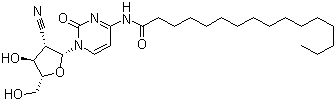 structure of CAS# 151823-14-2, Sapacitabine;CS-682; N-[1-[(2R,3S,4S,5R)-3-Cyano-4-hydroxy-5-(hydroxymethyl)oxolan-2-yl]-2-oxopyrimidin-4-yl]hexadecanamide