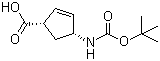 结构式 CAS# 151907-79-8, (-)-(1S,4R)-N-叔丁氧羰基-4-氨基环戊-2-烯-1-甲酸