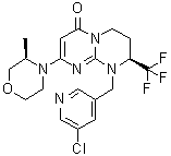 (8S)-9-[(5-Chloro-3-pyridinyl)methyl]-6,7,8,9-tetrahydro-2-[(3R)-3-methyl-4-morpholinyl]-8-(trifluoromethyl)-4H-pyrimido[1,2-a]pyrimidin-4-one molecular structure (CAS 1523406-39-4)