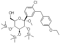 Methyl 1-C-[4-chloro-3-[(4-ethoxyphenyl)methyl]phenyl]-2,3,4-tris-O-(trimethylsilyl)-alpha-D-glucopyranoside molecular structure (CAS 1528636-29-4)