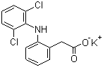 structure of CAS# 15307-81-0, Diclofenac potassium;2[(2,6-dichlorophenyl)amino]benzeneacetic acid potassium salt