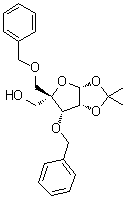 1,2-O-(1-Methylethylidene)-4-C-[(phenylmethoxy)methyl]-3-O-(phenylmethyl)-beta-L-lyxofuranose molecular structure (CAS 153186-10-8)