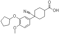 structure of CAS# 153259-65-5, SB-207499;Cilomilast; 4-Cyano-4-(3-cyclopentyloxy-4-methoxy-phenyl)cyclohexane-1-carboxylic acid