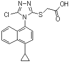 2-[[5-Chloro-4-(4-cyclopropylnaphthalen-1-yl)-4H-1,2,4-triazol-3-yl]thio]acetic acid molecular structure (CAS 1533519-98-0)