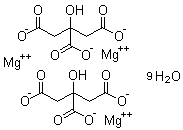 结构式 CAS# 153531-96-5, 九水合柠檬酸镁