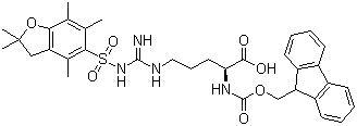 structure of CAS# 154445-77-9, FMOC-Arg(Pbf)-OH;FMOC-N-omega-(2,2,4,6,7-pentamethyldihydrobenzofuran-5-sulfonyl)-L-arginine