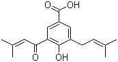 4-Hydroxy-3-(3-methyl-2-butenoyl)-5-(3-methyl-2-butenyl)benzoic acid molecular structure (CAS 155051-85-7)