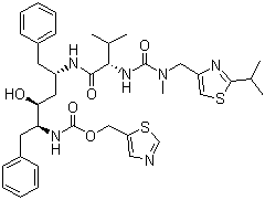 structure of CAS# 155213-67-5, Ritonavir;1,3-Thiazol-5-ylmethyl N-[(2S,3S,5R)-3-hydroxy-5-[[(2S)-3-methyl-2-[[methyl-[(2-propan-2-yl-1,3-thiazol-4-yl)methyl]carbamoyl]amino]butanoyl]amino]-1,6-diphenyl-hexan-2-yl]carbamate