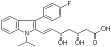 (3R,5S,6E)-7-[3-(4-氟苯基)-1-(1-甲基乙基)-1H-吲哚-2-基]-3,5-二羟基-6-庚烯酸分子结构 (CAS 155229-75-7)