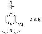 3-Chloro-4-(diethylamino)benzenediazonium trichlorozincate molecular structure (CAS 15557-00-3)