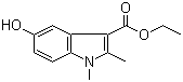 结构式 CAS# 15574-49-9, 美卡比酯; 1,2-二甲基-5-羟基-3-吲哚甲酸乙酯