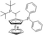 structure of CAS# 155830-69-6, (R)-1-[(S)-2-(Diphenylphosphino)ferrocenyl]ethyldi-tert-butylphosphine;[(R)-1-[(S)-2-(Di-tert-butylphosphino)ferrocenyl]ethyl]diphenylphosphine