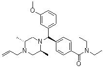 结构式 CAS# 156727-74-1, NIH 10815; 4-[(R)-[(2S,5R)-2,5-二甲基-4-(2-丙烯-1-基)-1-哌嗪基](3-甲氧基苯基)甲基]-N,N-二乙基苯甲酰胺