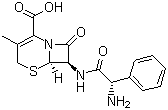 结构式 CAS# 15686-71-2, 头孢氨苄; (6R,7R)-3-甲基-7-[(R)-2-氨基-2-苯乙酰氨基]-8-氧-5-硫杂-1-双环[4.2.0]辛-2-烯-2-甲酸