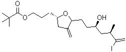 [2S-[2alpha,5beta(3S*,5S*)]]-2,2-Dimethylpropanoic acid 3-[tetrahydro-5-(3-hydroxy-6-iodo-5-methyl-6-heptenyl)-4-methylene-2-furanyl]propyl ester molecular structure (CAS 157322-47-9)