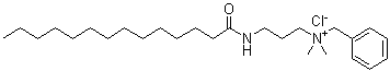 structure of CAS# 15809-19-5, Myramistin;Benzyldimethyl(3-tetradecamidopropyl)ammonium chloride; Benzyldimethyl[3-myristoylamino)propyl] ammonium chloride; DT 2; DT 2 (surfactant)