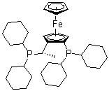[(R)-1-[(S)-2-(Dicyclohexylphosphino)ferrocenyl]ethyl]dicyclohexylphosphine molecular structure (CAS 158923-07-0)