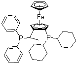 结构式 CAS# 158923-09-2, [(R)-1-[(Sp)-2-(二环己基膦)二茂铁基]乙基]二苯基膦
