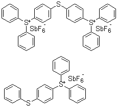 Bis[4-(diphenylsulfonio)phenyl]sulfide bis(hexafluoroantimonate) mixture with diphenyl[4-(phenylthio)phenyl]sulfonium hexafluoroantimonate molecular structure (CAS 159120-95-3)