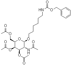 N-[6-[[3,4,6-Tri-O-acetyl-2-(acetylamino)-2-deoxy-beta-D-galactopyranosyl]oxy]hexyl]carbamic acid phenylmethyl ester molecular structure (CAS 159173-77-0)