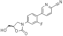 5-[2-Fluoro-4-[(5R)-5-(hydroxymethyl)-2-oxo-3-oxazolidinyl]phenyl]-2-pyridinecarbonitrile molecular structure (CAS 1597428-07-3)