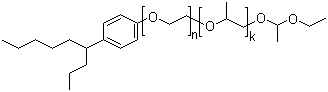 Nonylphenoxy polyethoxy polypropoxy ethyl acetal molecular structure (CAS 160799-28-0)