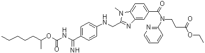 N-[[2-[[[4-[Imino[[[(1-methylhexyl)oxy]carbonyl]amino]methyl]phenyl]amino]methyl]-1-methyl-1H-benzimidazol-5-yl]carbonyl]-N-2-pyridinyl-beta-alanine ethyl ester molecular structure (CAS 1610758-21-8)