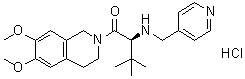 structure of CAS# 1610882-30-8, (2S)-1-(3,4-Dihydro-6,7-dimethoxy-2(1H)-isoquinolinyl)-3,3-dimethyl-2-[(4-pyridinylmethyl)amino]-1-butanone hydrochloride (1:1);TCS-OX 2-29